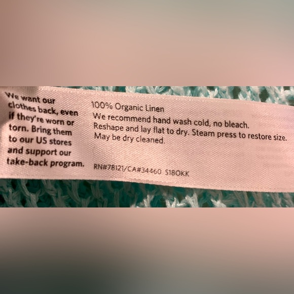 EILEEN FISHER 100% Organic Linen Aqua Mesh Coverup - Picture 3 of 5